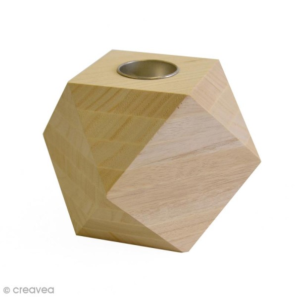 Bougeoir géométrique Diamant en bois - 11,5 x 11,5 cm - Photo n°1