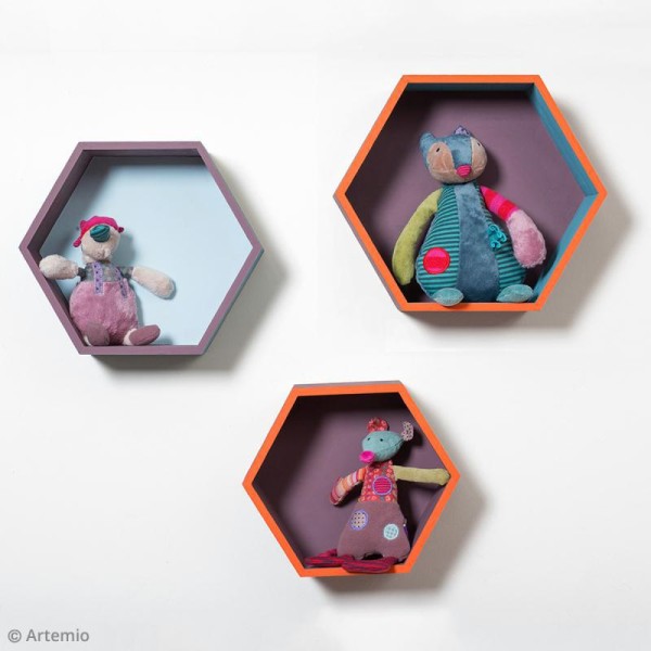 Set 3 étagères hexagonales à décorer - De 24 à 30 cm - Photo n°3