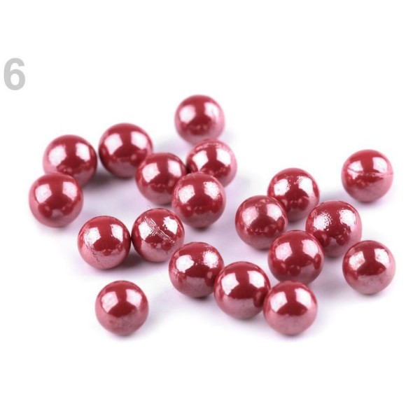 20pc (65) Rouge Foncé Décoratif Imitation Perles de 6mm (pas de Trous), le Plastique Et Acrylique de - Photo n°1
