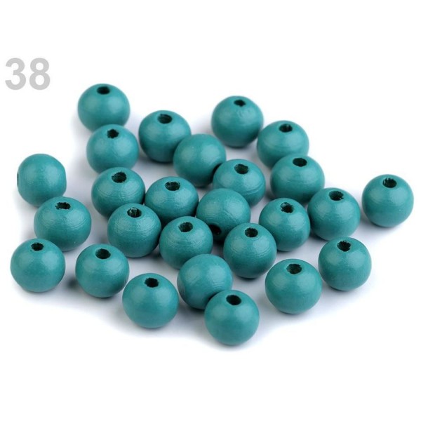 10g 38 Turquoise Perles en Bois Ø10mm - Photo n°1