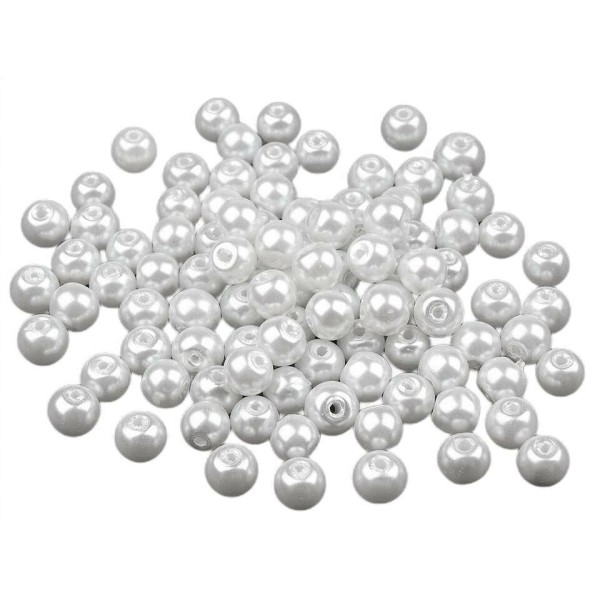 50g B Blanc Rond Verre Perles Imitation Perles de Ø6 Mm - Photo n°3