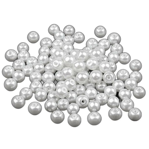 50g B Blanc Rond Verre Perles Imitation Perles de Ø6 Mm - Photo n°1