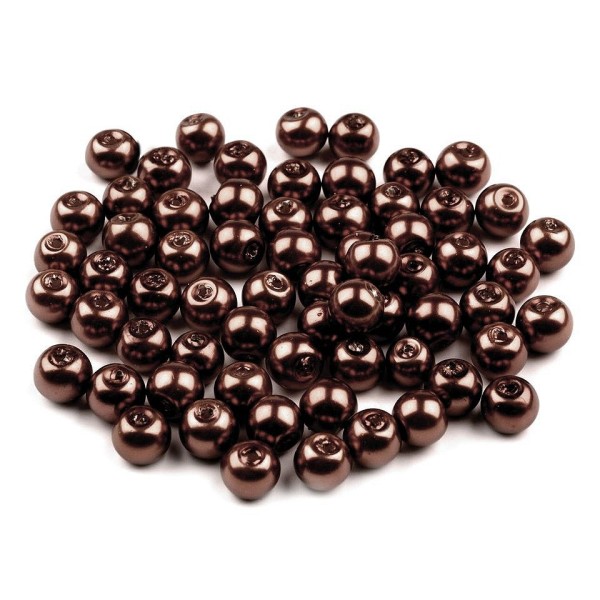 50g B brun foncé Rond Verre Perles Imitation Perles de Ø6 Mm - Photo n°2