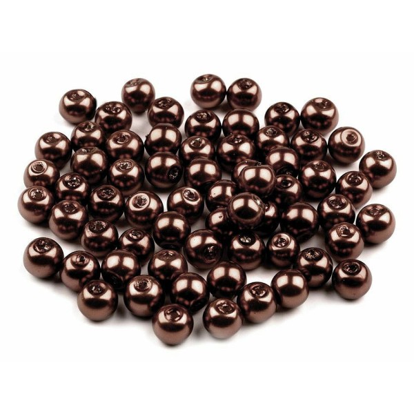 50g B brun foncé Rond Verre Perles Imitation Perles de Ø6 Mm - Photo n°1