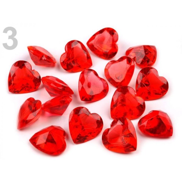 1box 3 Acrylique Rouge Coeur des Pierres Décoratives 18x18mm, de Plastique Et de la Décoration, des - Photo n°1