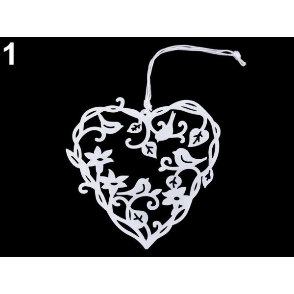 1pc 1 Blanc Cœur de suspension Métallique Décor - Coeur, Papillon, de Décorations, de Métal, de Bois - Photo n°1