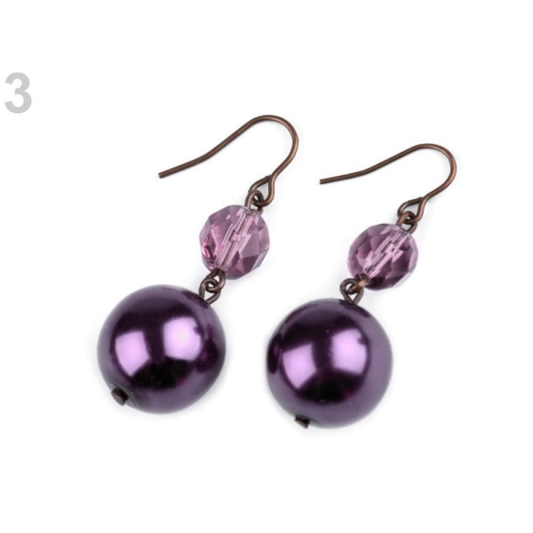 1pr de même Violet Foncé Imitation de Perles de Perle Drop Boucles d'oreilles Dangle, Faux, Bijoux - Photo n°1