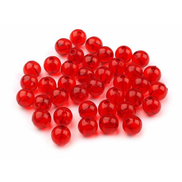 10g Fraise Rouge en Plastique Perles Rondes 8mm Transparent - Photo n°2