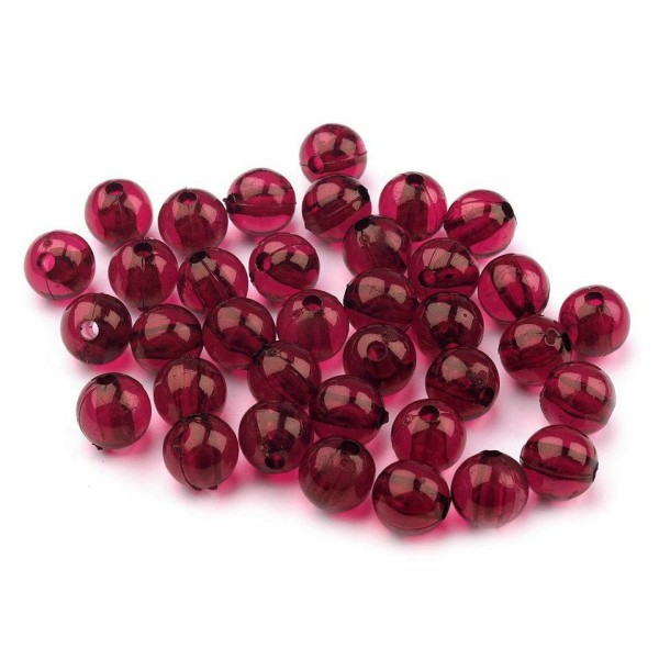 10g Carmine Rouge en Plastique Perles Rondes 8mm Transparent - Photo n°2