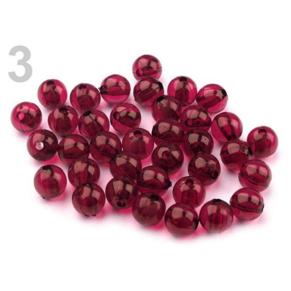 10g Carmine Rouge en Plastique Perles Rondes 8mm Transparent - Photo n°1
