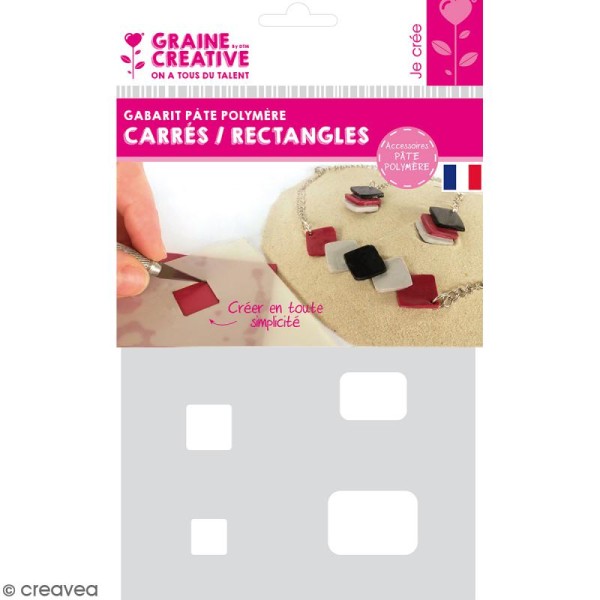 Gabarits pour pâte polymère - Carrés et rectangles - 8 formes - Photo n°1