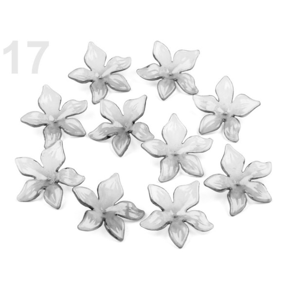 10pc 17gray en Plastique Transparent Fleur Perles Ø29mm, Et la FIMO - Photo n°1
