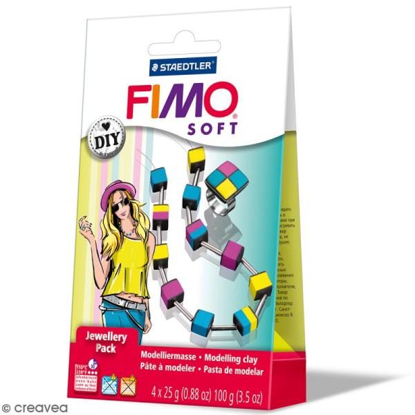 Kit pâte Fimo Soft - Bijoux Cubes - Photo n°1