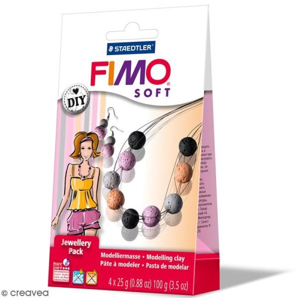 Coffret pâte Fimo Soft - Bijoux Corail - 4 demi pains de 25 g et accessoires - Photo n°1