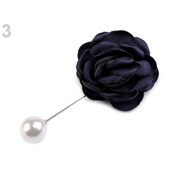 1pc 3 Bleu Foncé Épingle Décorative Rose, Épingles, Broches, Bijoux - Photo n°1