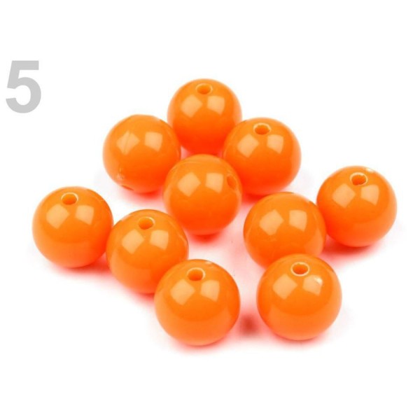 40mcx Plastique Orange Perles Rondes de Couleur Ø10mm, Opaque - Photo n°1
