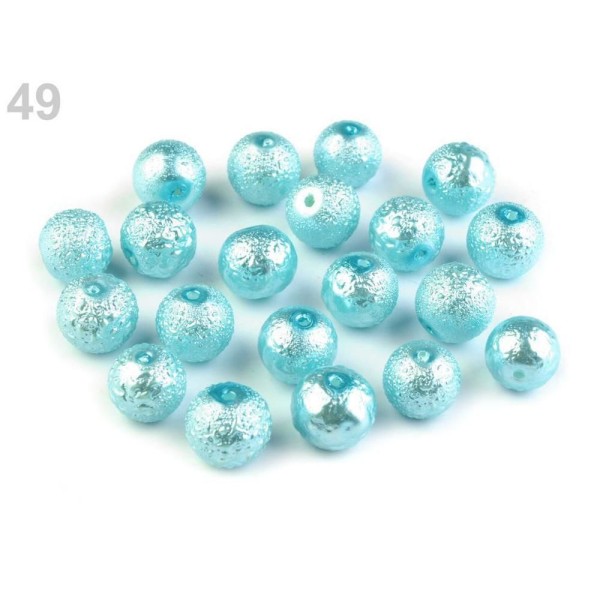 20pc Turquoise Rond Verre Perles Imitation Perles de Ø10mm Stardust - Photo n°1