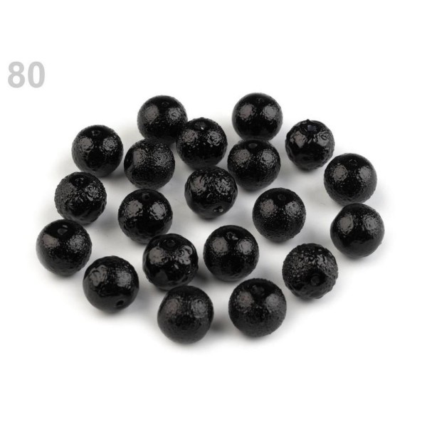 20pc Noir Rond Verre Perles Imitation Perles de Ø10mm Stardust - Photo n°1