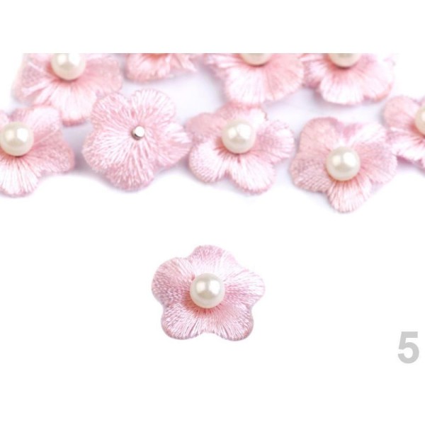 10pc 5 Seashell Rose Brodé de Fleurs Appliques Ø20mm Avec de Fausses Perles, d'Autres Fleurs À Coudr - Photo n°1