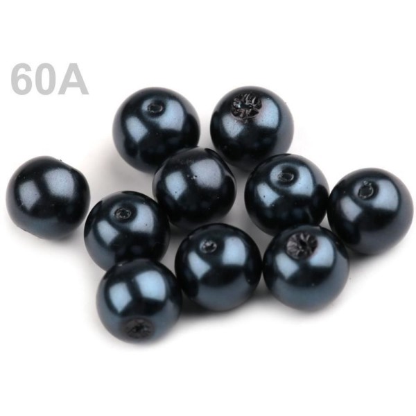 50g de Bleu-gris Rond Verre Perles Imitation Perles Ø10 Mm - Photo n°1