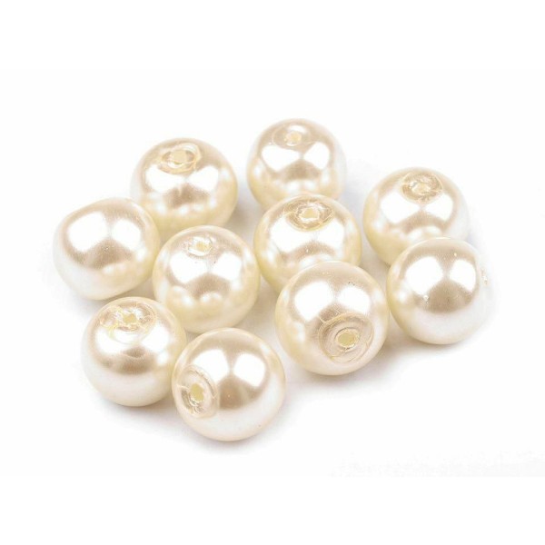 50g de Blanc Rond Verre Perles Imitation Perles Ø10 Mm - Photo n°3