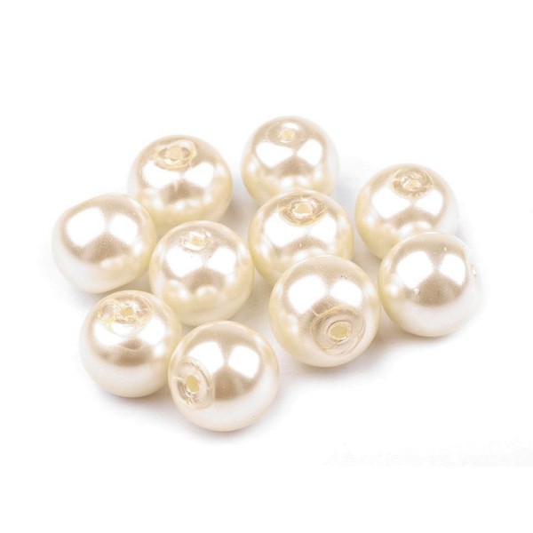 50g de Blanc Rond Verre Perles Imitation Perles Ø10 Mm - Photo n°1
