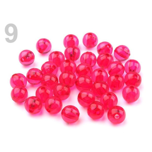 10g Rose fluo en Plastique Perles Rondes 8mm Transparent - Photo n°1