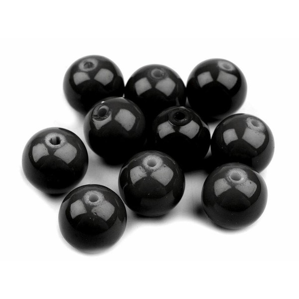 50g Noir Rond Verre Perles Imitation Perles Ø10 Mm - Photo n°2