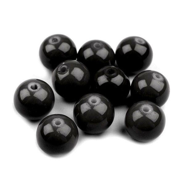 50g Noir Rond Verre Perles Imitation Perles Ø10 Mm - Photo n°1