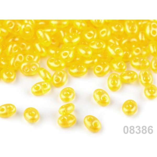 20g 08386 Jaune 2-trou, Perles de rocaille PRECIOSA Twin Cristal - Terra 2.5x5mm - Photo n°1