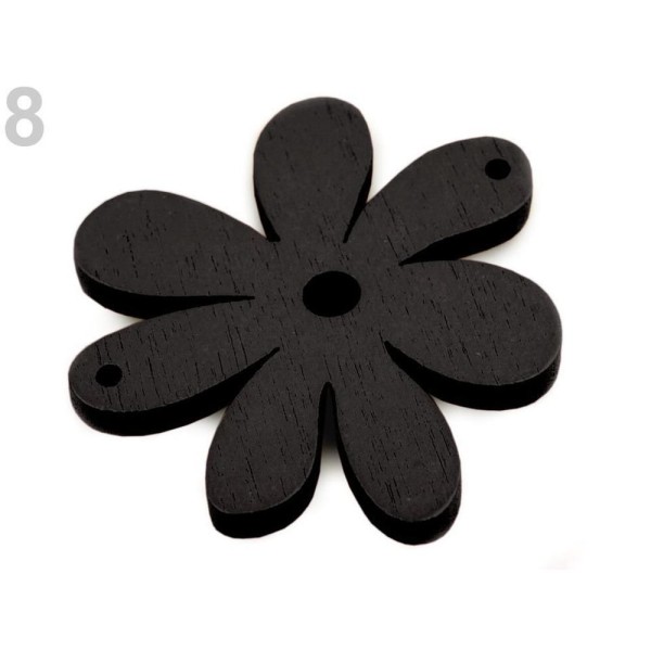10pc Bois Noir Fleur 35x40mm, en Bois, Autres, Perles - Photo n°1