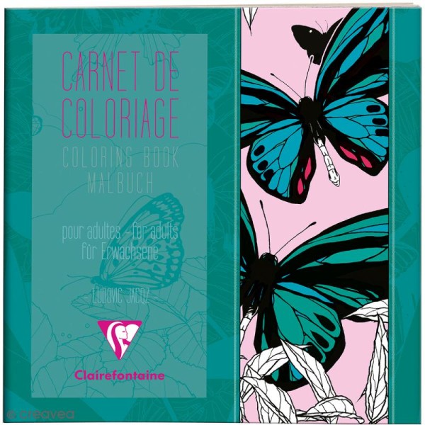 Carnet de coloriage Papillons pour adultes - 20 x 20 cm - 36 pages - Photo n°1