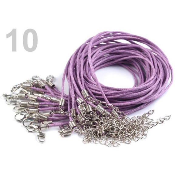 1pc 10 Violet Lilas Coton Ciré Cordon Avec Fermoir en 45 Cm, Bricolage Cordon Collier Cordons Et Cor - Photo n°1