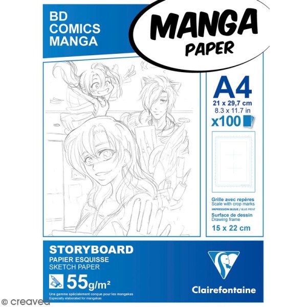 Bloc papier Manga Paper Storyboard - Grille divisée A4 - 100 feuilles - Photo n°1
