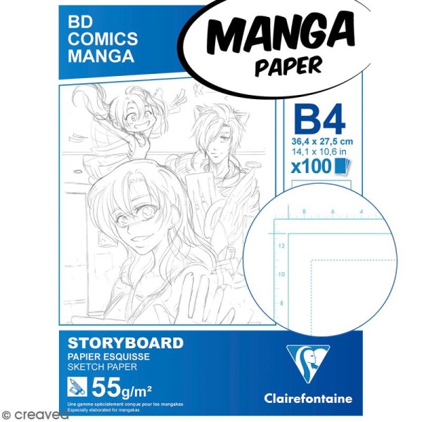 Bloc papier Manga Paper Storyboard - Grille simple B4 - 100 feuilles - Photo n°2