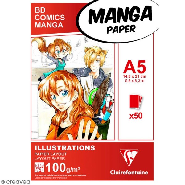 Bloc papier layout Manga Paper Illustrations -  A5 - 50 feuillles - Photo n°1