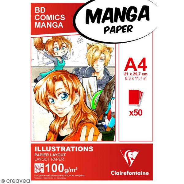 Bloc papier layout Manga Paper Illustrations -  A4 - 50 feuilles - Photo n°1
