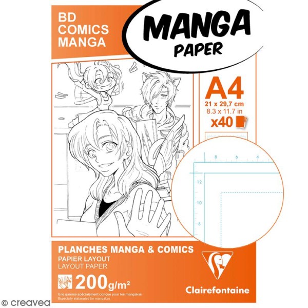 Bloc de papier Manga Paper Planches - Grille simple A4 - 40 feuilles - Photo n°2