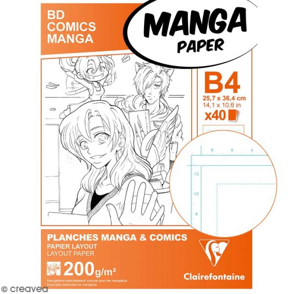 Bloc de papier Manga Paper Planches - Grille simple B4 - 40 feuilles - Photo n°2