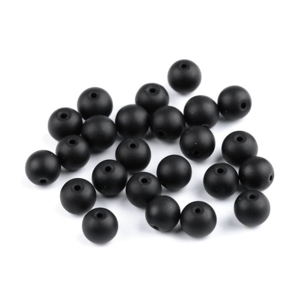 10pc Noir Perles en Verre de 8mm Matt, - - Photo n°1