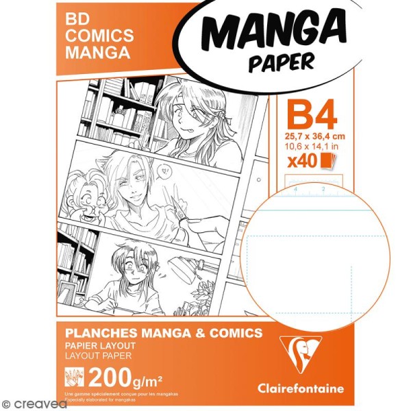 Bloc de papier Manga Paper Planches - Grille divisée B4 - 40 feuilles - Photo n°2