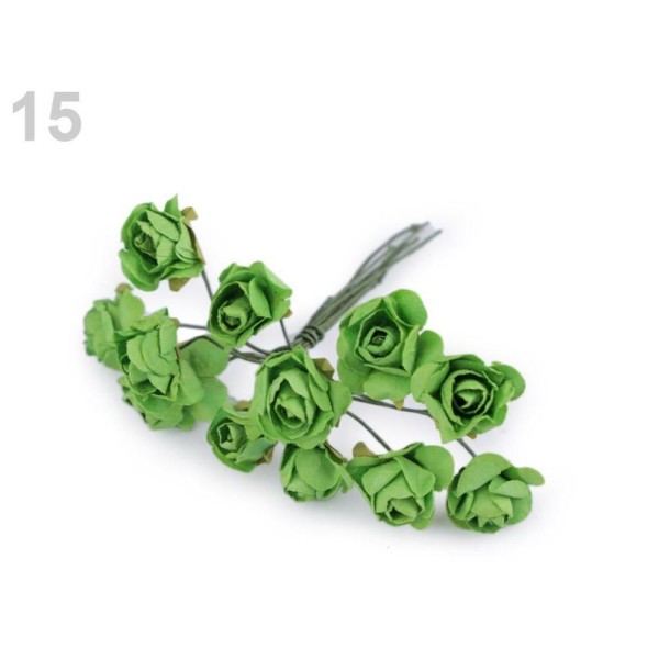 1bunch 15 (20mm) la Lumière Verte Artificielle Roses Pour Boutonnierre, des Fleurs Et des Fleurs, de - Photo n°1