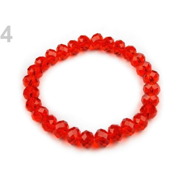 1pc 4 (č.16) Rouge Écarlate, Bracelet Extensible Avec Des Perles À Facettes, D'Autres Bracelets, Bij - Photo n°1