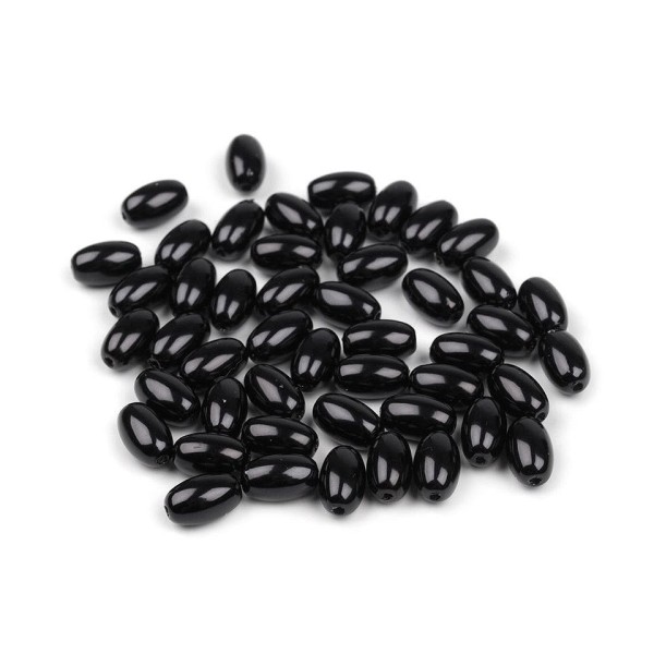 10g de 75 Plastique Noir Imitation Perles de Nacre coup d'Œil 6x10mm d'Olive, l'Échelle de Tirant Tr - Photo n°1