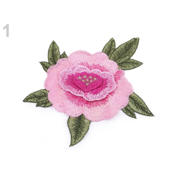 1pc 1 Lumière Rose de Grandes Emboridered Appliques de Fleurs en Organza 3d, d'Autres Fleurs À Coudr - Photo n°1