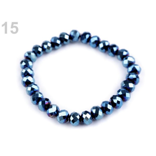 1pc 15 (č.40) Capri Blue Ab Bracelet Extensible Avec Des Perles À Facettes, D'Autres Bracelets, Bijo - Photo n°1
