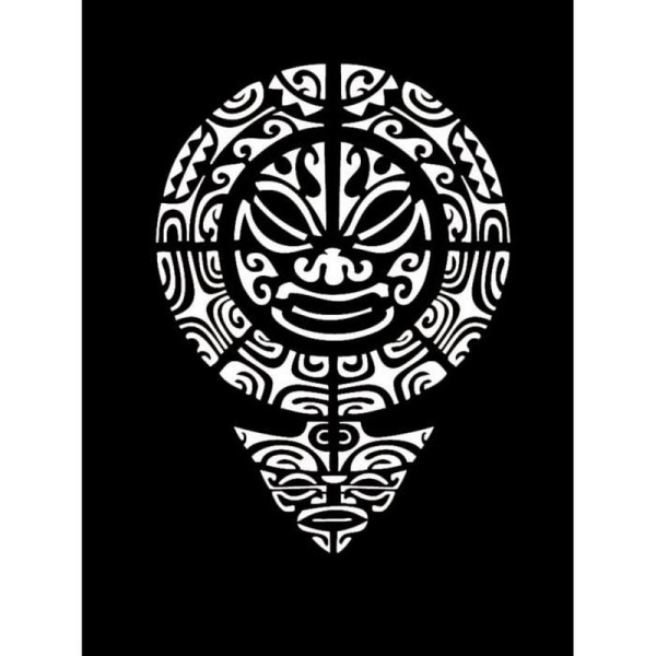 Pochoir repositionnable Adhésif Mandala maori, dim. 21 x 30 cm, planche A4  pour customisation - Photo n°1