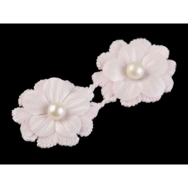 2pc Rose Pâle Textile Applique de Fleur Ø26mm Avec Perles, d'Autres Fleurs À Coudre Ou à coller Sur, - Photo n°1