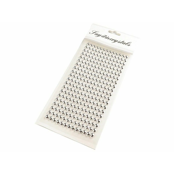 1card de Lumière d'Argent Auto-Adhésif de Fausses Perles Stickers 6mm, Auto-adhésives, de Décoration - Photo n°1