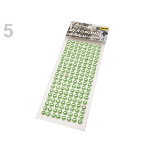 1card Lumière Verte Auto-Adhésif de Fausses Perles Stickers 6mm, Auto-adhésives, de Décorations, de - Photo n°1